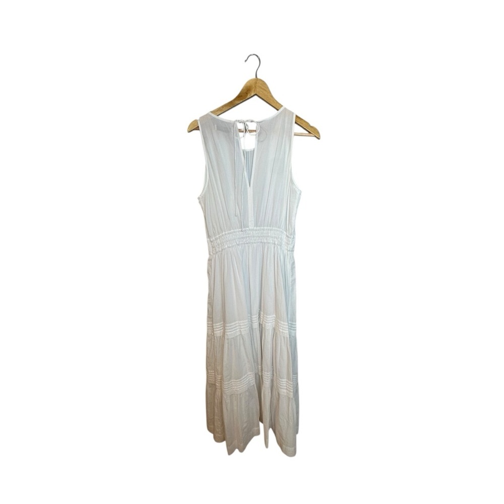 Pampelone White Perle Pleated Tiered Midi Dress L - Picture 7 of 11